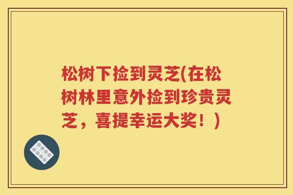 松树下捡到灵芝(在松树林里意外捡到珍贵灵芝，喜提幸运大奖！)