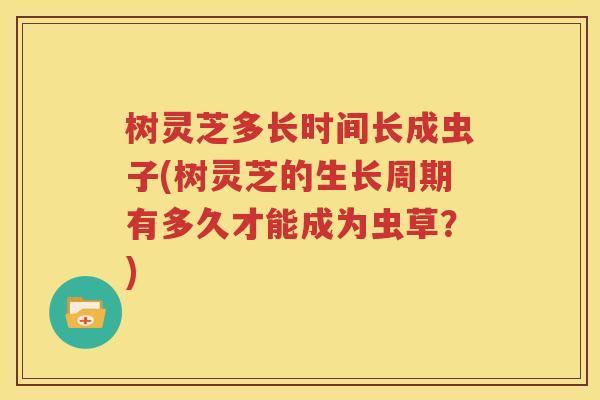 树灵芝多长时间长成虫子(树灵芝的生长周期有多久才能成为虫草？)