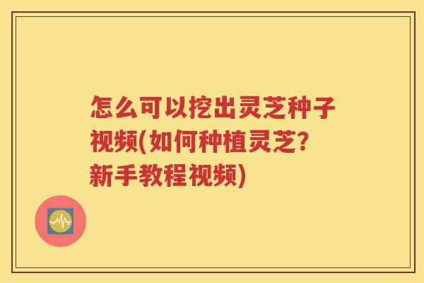 怎么可以挖出灵芝种子视频(如何种植灵芝？新手教程视频)