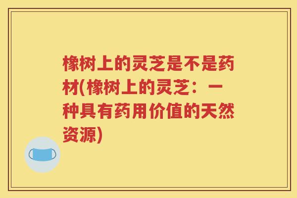 橡树上的灵芝是不是药材(橡树上的灵芝：一种具有药用价值的天然资源)