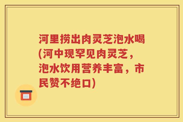 河里捞出肉灵芝泡水喝(河中现罕见肉灵芝，泡水饮用营养丰富，市民赞不绝口)