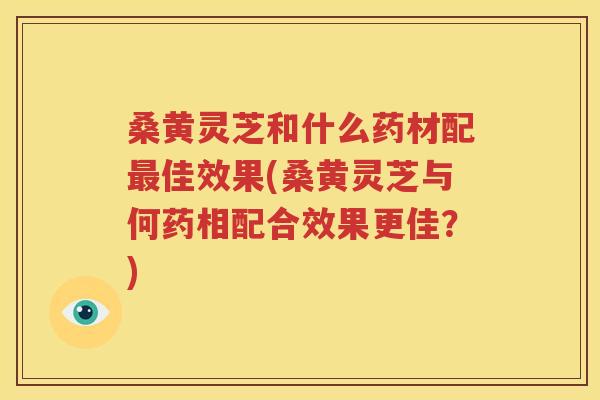 桑黄灵芝和什么药材配最佳效果(桑黄灵芝与何药相配合效果更佳？)
