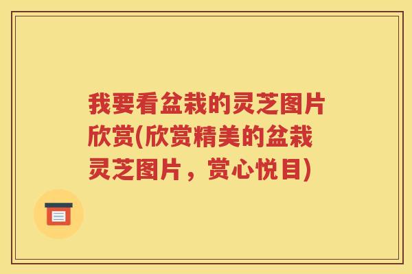 我要看盆栽的灵芝图片欣赏(欣赏精美的盆栽灵芝图片，赏心悦目)