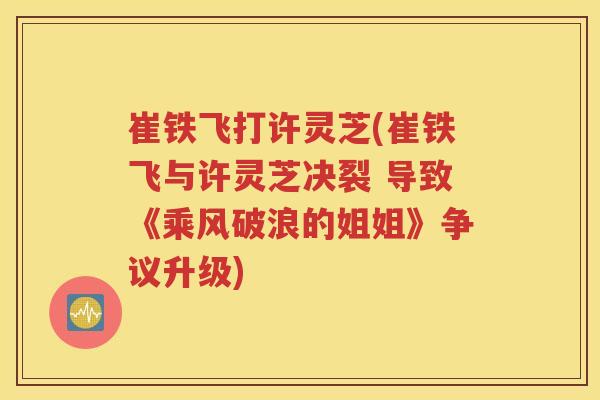 崔铁飞打许灵芝(崔铁飞与许灵芝决裂 导致《乘风破浪的姐姐》争议升级)