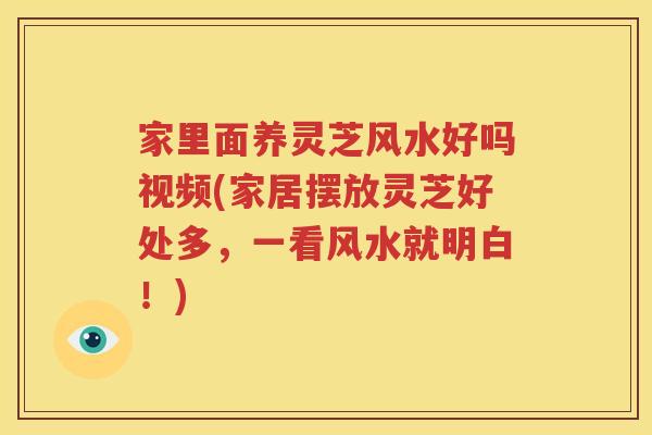 家里面养灵芝风水好吗视频(家居摆放灵芝好处多，一看风水就明白！)