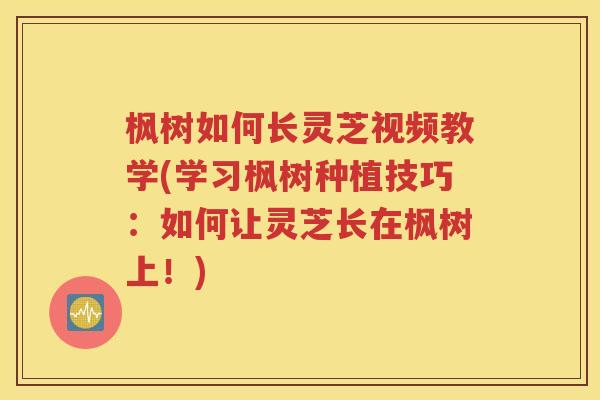 枫树如何长灵芝视频教学(学习枫树种植技巧：如何让灵芝长在枫树上！)
