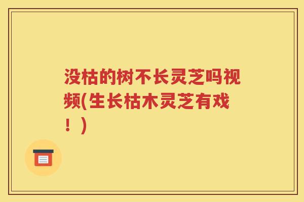 没枯的树不长灵芝吗视频(生长枯木灵芝有戏！)