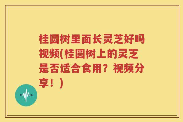 桂圆树里面长灵芝好吗视频(桂圆树上的灵芝是否适合食用？视频分享！)