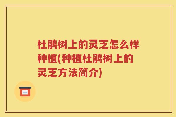 杜鹃树上的灵芝怎么样种植(种植杜鹃树上的灵芝方法简介)