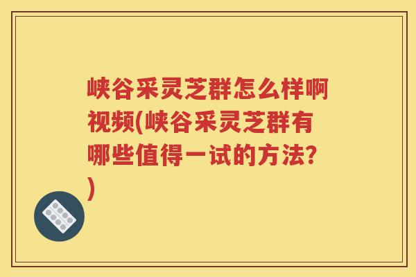 峡谷采灵芝群怎么样啊视频(峡谷采灵芝群有哪些值得一试的方法？)