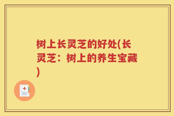 树上长灵芝的好处(长灵芝：树上的养生宝藏)