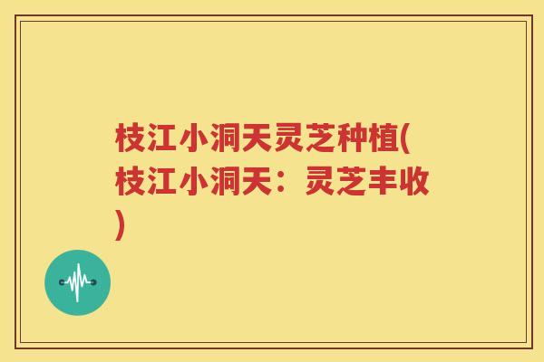 枝江小洞天灵芝种植(枝江小洞天：灵芝丰收)
