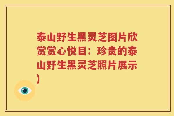 泰山野生黑灵芝图片欣赏赏心悦目：珍贵的泰山野生黑灵芝照片展示)