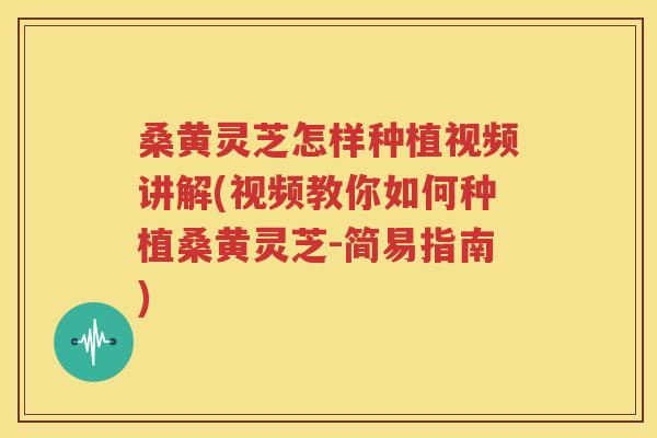 桑黄灵芝怎样种植视频讲解(视频教你如何种植桑黄灵芝-简易指南)