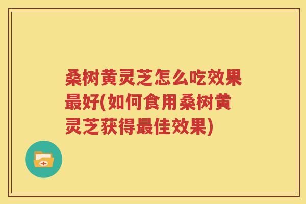 桑树黄灵芝怎么吃效果最好(如何食用桑树黄灵芝获得最佳效果)