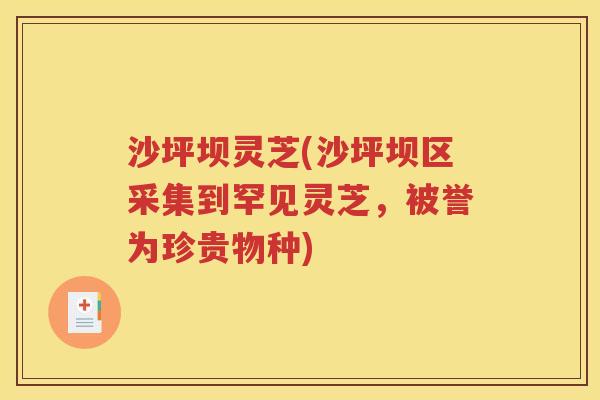 沙坪坝灵芝(沙坪坝区采集到罕见灵芝，被誉为珍贵物种)