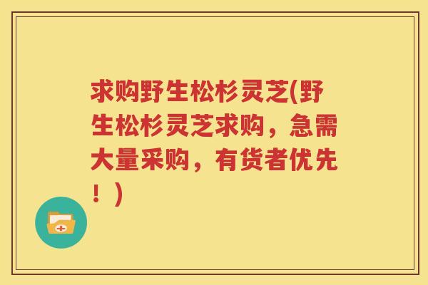 求购野生松杉灵芝(野生松杉灵芝求购，急需大量采购，有货者优先！)
