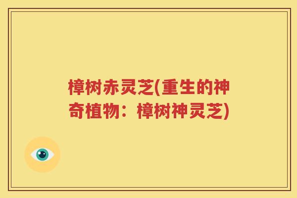 樟树赤灵芝(重生的神奇植物：樟树神灵芝)