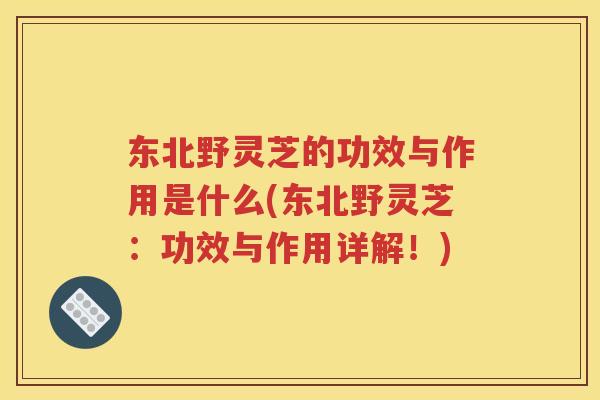 东北野灵芝的功效与作用是什么(东北野灵芝：功效与作用详解！)