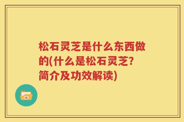 松石灵芝是什么东西做的(什么是松石灵芝？简介及功效解读)