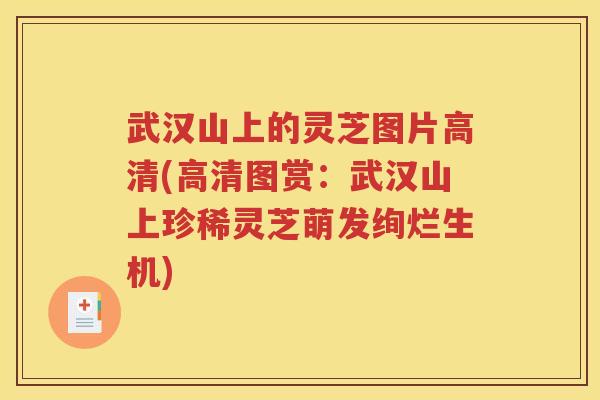 武汉山上的灵芝图片高清(高清图赏：武汉山上珍稀灵芝萌发绚烂生机)