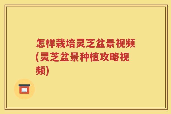 怎样栽培灵芝盆景视频(灵芝盆景种植攻略视频)