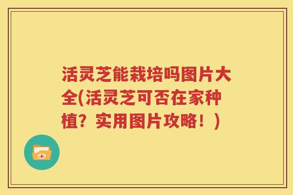 活灵芝能栽培吗图片大全(活灵芝可否在家种植？实用图片攻略！)