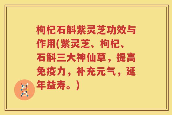 枸杞石斛紫灵芝功效与作用(紫灵芝、枸杞、石斛三大神仙草，提高免疫力，补充元气，延年益寿。)