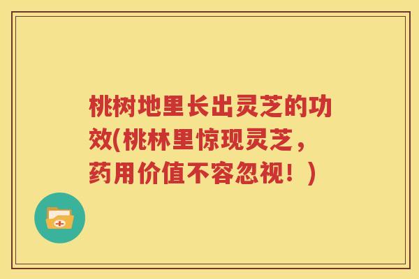 桃树地里长出灵芝的功效(桃林里惊现灵芝，药用价值不容忽视！)