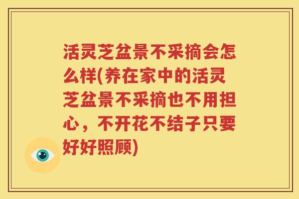 活灵芝盆景不采摘会怎么样(养在家中的活灵芝盆景不采摘也不用担心，不开花不结子只要好好照顾)
