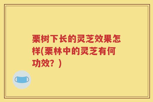 栗树下长的灵芝效果怎样(栗林中的灵芝有何功效？)