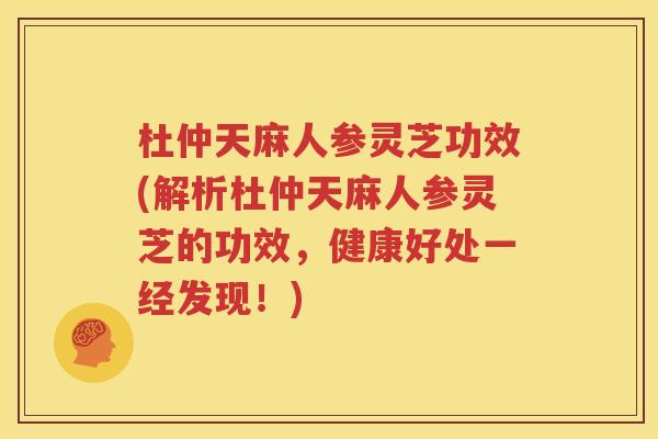 杜仲天麻人参灵芝功效(解析杜仲天麻人参灵芝的功效，健康好处一经发现！)