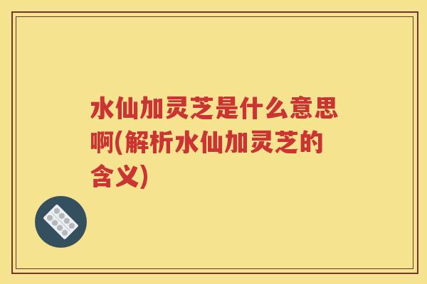 水仙加灵芝是什么意思啊(解析水仙加灵芝的含义)