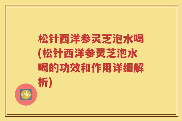 松针西洋参灵芝泡水喝(松针西洋参灵芝泡水喝的功效和作用详细解析)