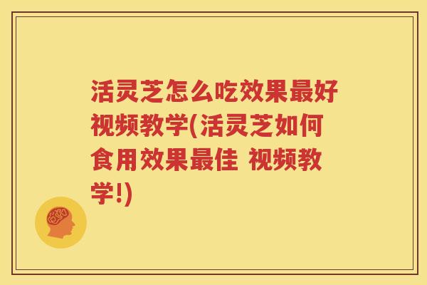 活灵芝怎么吃效果最好视频教学(活灵芝如何食用效果最佳 视频教学!)