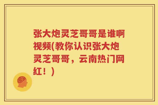 张大炮灵芝哥哥是谁啊视频(教你认识张大炮灵芝哥哥，云南热门网红！)