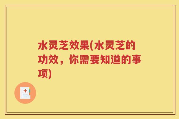 水灵芝效果(水灵芝的功效，你需要知道的事项)