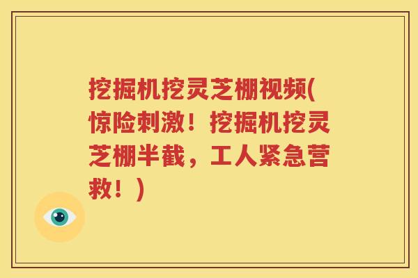 挖掘机挖灵芝棚视频(惊险刺激！挖掘机挖灵芝棚半截，工人紧急营救！)