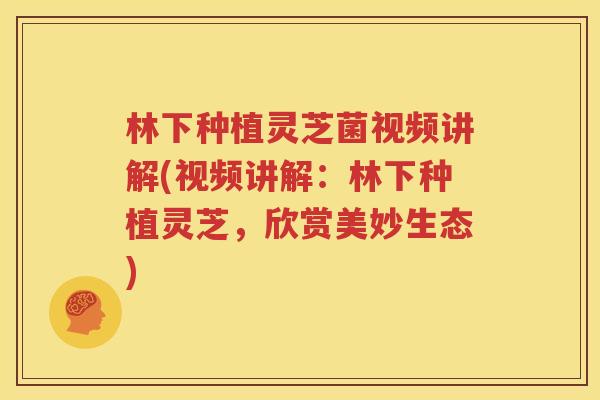 林下种植灵芝菌视频讲解(视频讲解：林下种植灵芝，欣赏美妙生态)