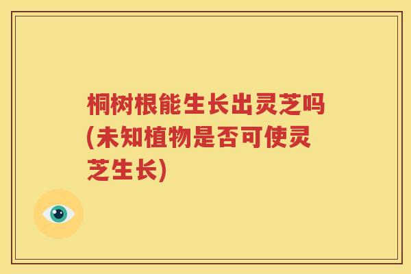 桐树根能生长出灵芝吗(未知植物是否可使灵芝生长)