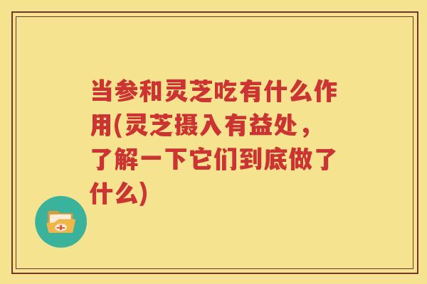 当参和灵芝吃有什么作用(灵芝摄入有益处，了解一下它们到底做了什么)
