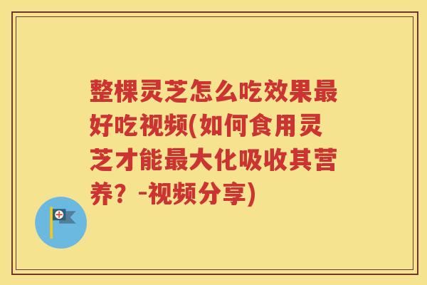 整棵灵芝怎么吃效果最好吃视频(如何食用灵芝才能最大化吸收其营养？-视频分享)