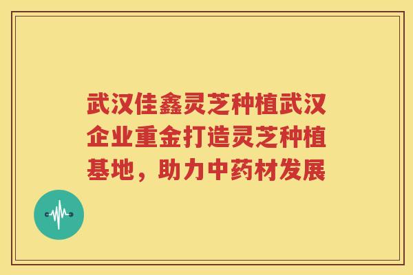 武汉佳鑫灵芝种植武汉企业重金打造灵芝种植基地，助力中药材发展