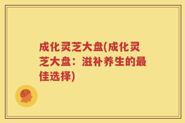 成化灵芝大盘(成化灵芝大盘：滋补养生的最佳选择)