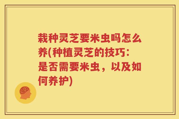 栽种灵芝要米虫吗怎么养(种植灵芝的技巧：是否需要米虫，以及如何养护)