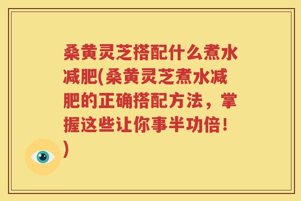 桑黄灵芝搭配什么煮水减肥(桑黄灵芝煮水减肥的正确搭配方法，掌握这些让你事半功倍！)