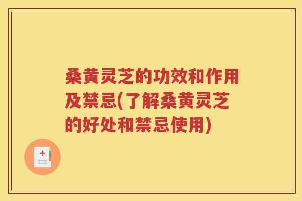 桑黄灵芝的功效和作用及禁忌(了解桑黄灵芝的好处和禁忌使用)