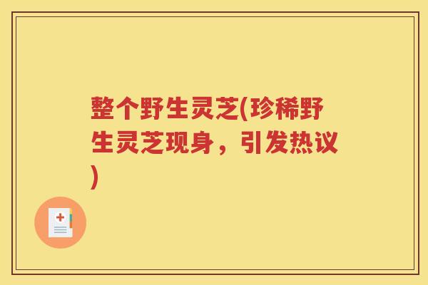 整个野生灵芝(珍稀野生灵芝现身，引发热议)
