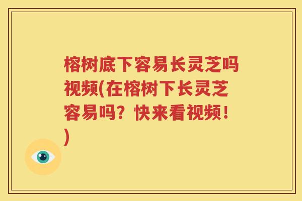榕树底下容易长灵芝吗视频(在榕树下长灵芝容易吗？快来看视频！)