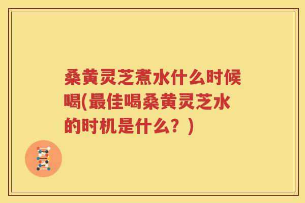 桑黄灵芝煮水什么时候喝(最佳喝桑黄灵芝水的时机是什么？)